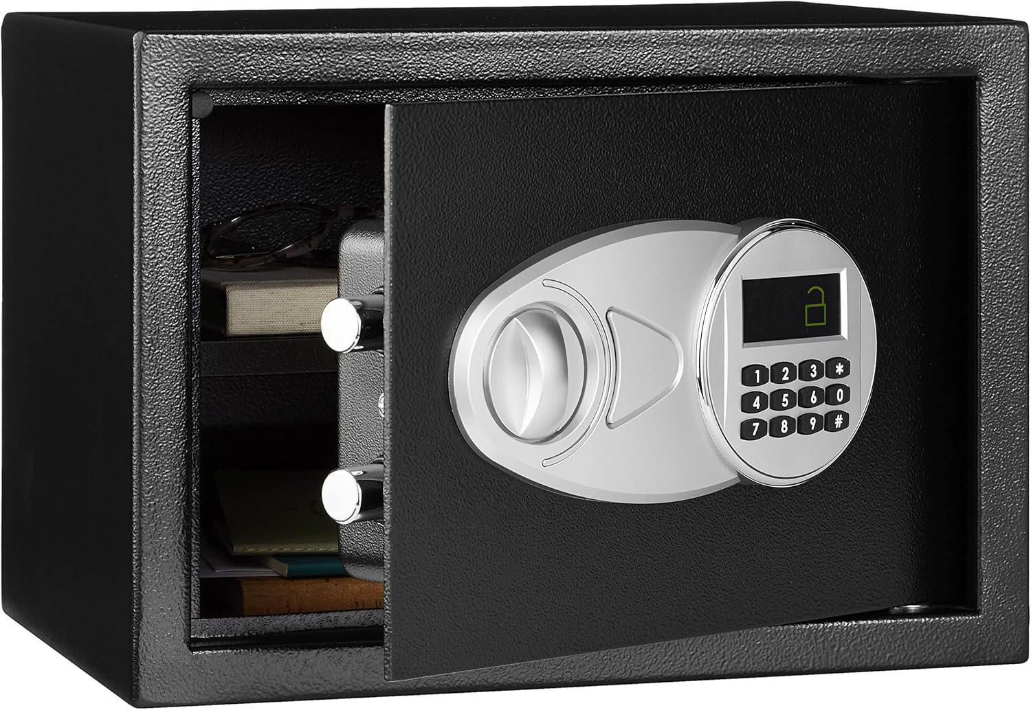 Black Steel Security Safe with Electronic Keypad, 14 Liters