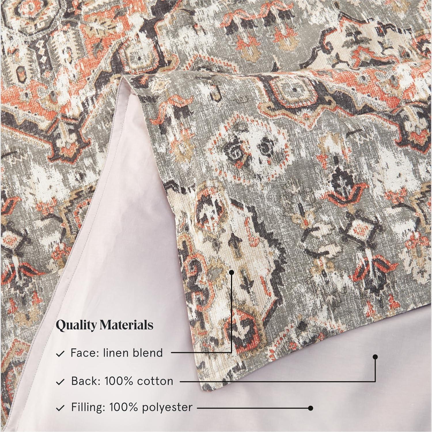 HiEnd Accents Carmen Taupe Linen Medallion Pattern Classic Modern Rustic Comforter Set