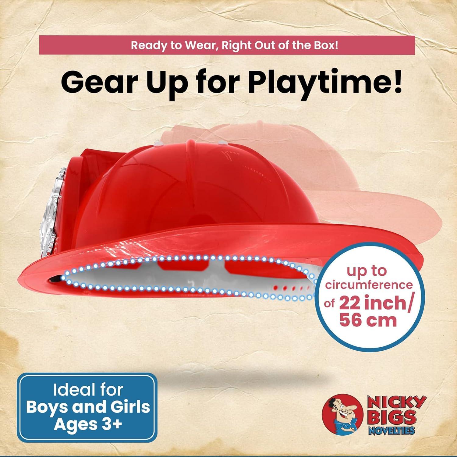 Nicky Bigs Novelties Child Deluxe Red Firefighter Helmet Costume Accessory Kids Fireman Hat Costume