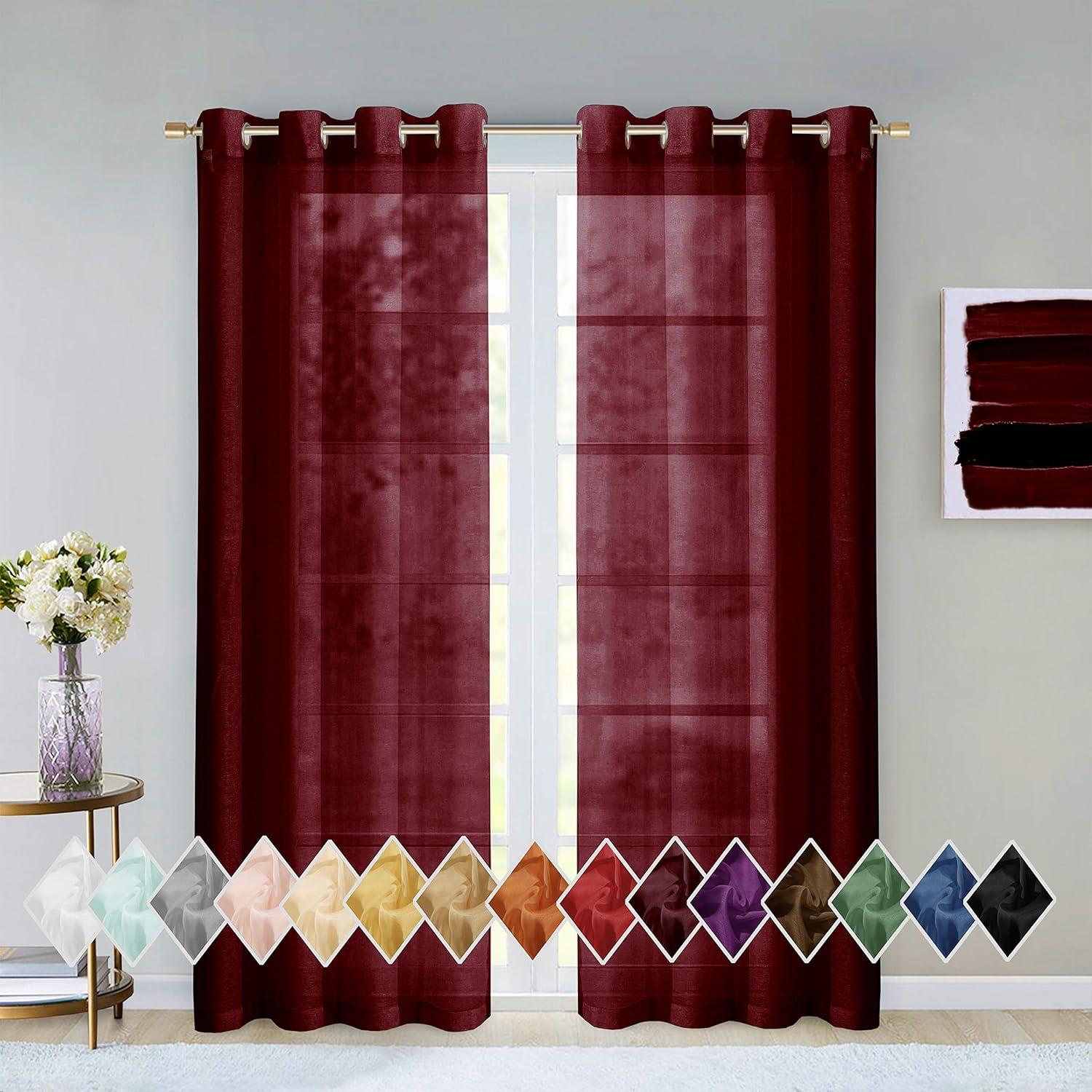 Dainty Home Sheer Window Curtains 2 Panels 54" W X 84" L (108" W) Extra Wide Linen Textured Curtains & Drapes For Living Room, Bedroom, Farmhouse Curtains, Boho Decor, Light Filtering Window Treatments With Grommets