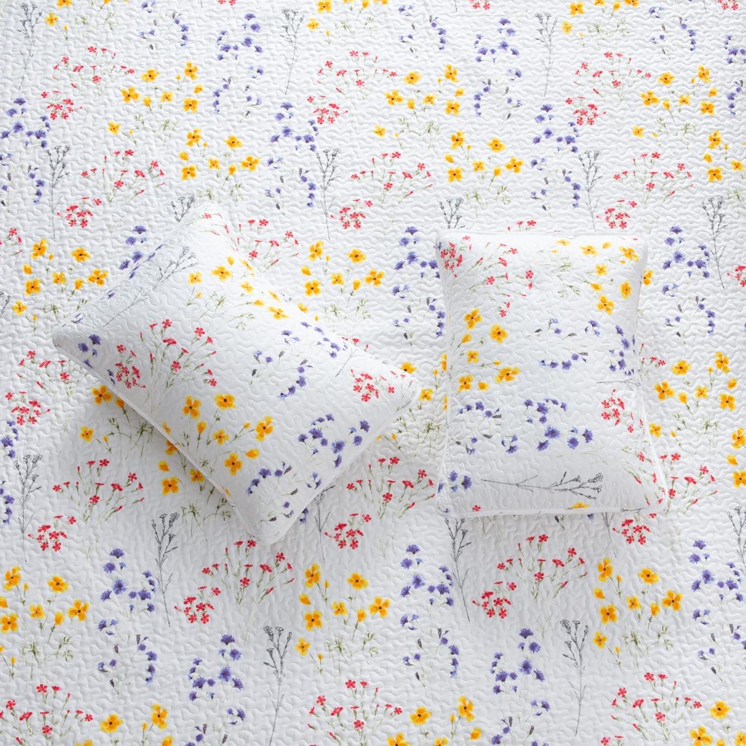 FreshFolds Bright & Colorful Tiny Floral Quilt Set with Shams