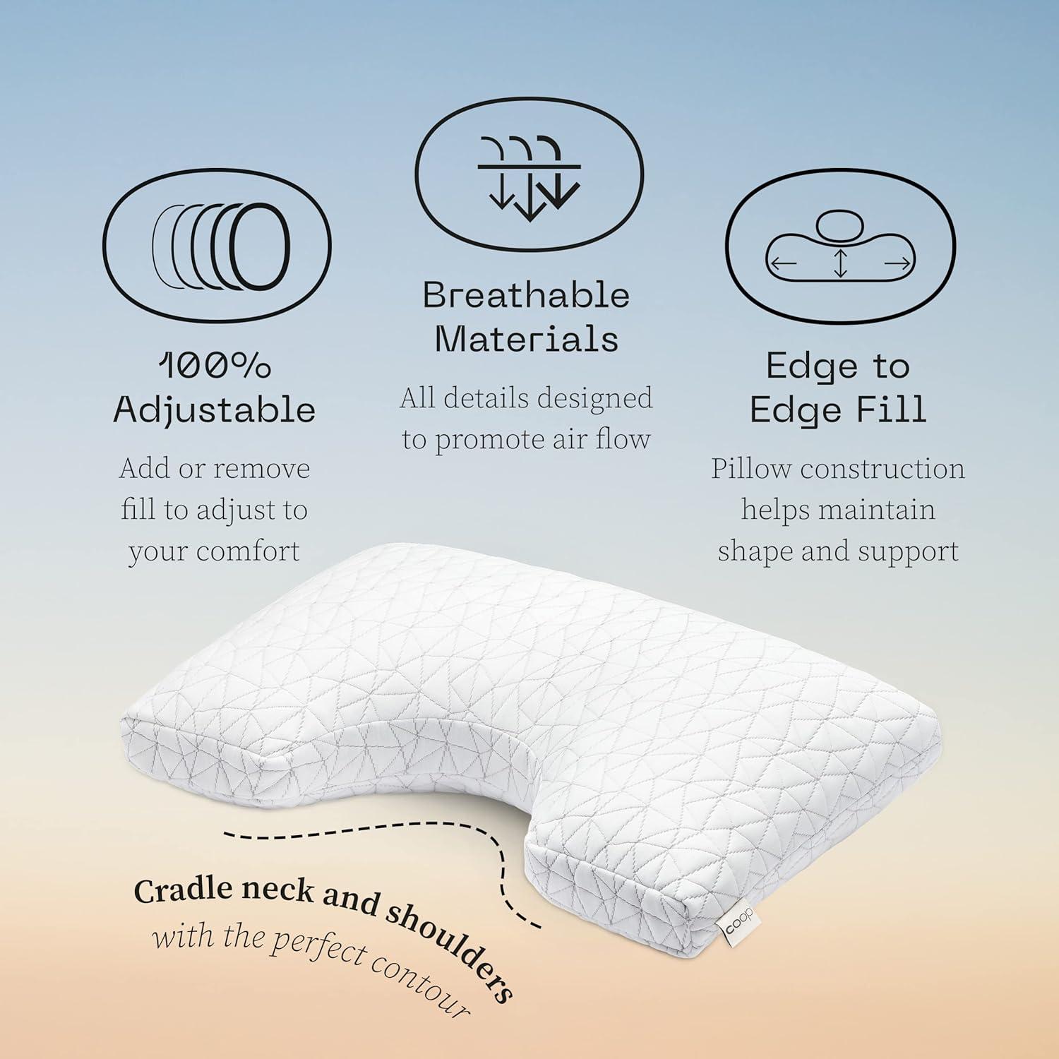 Queen Size White Memory Foam Cut-Out Pillow for Side Sleepers