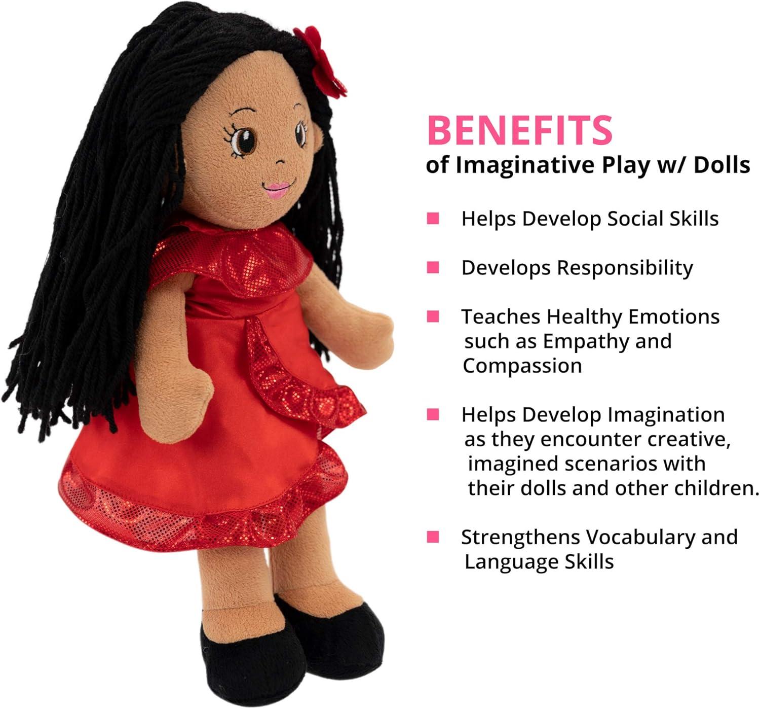 Julie the Salsa Dancer 14" Plush Rag Doll with Red Dress