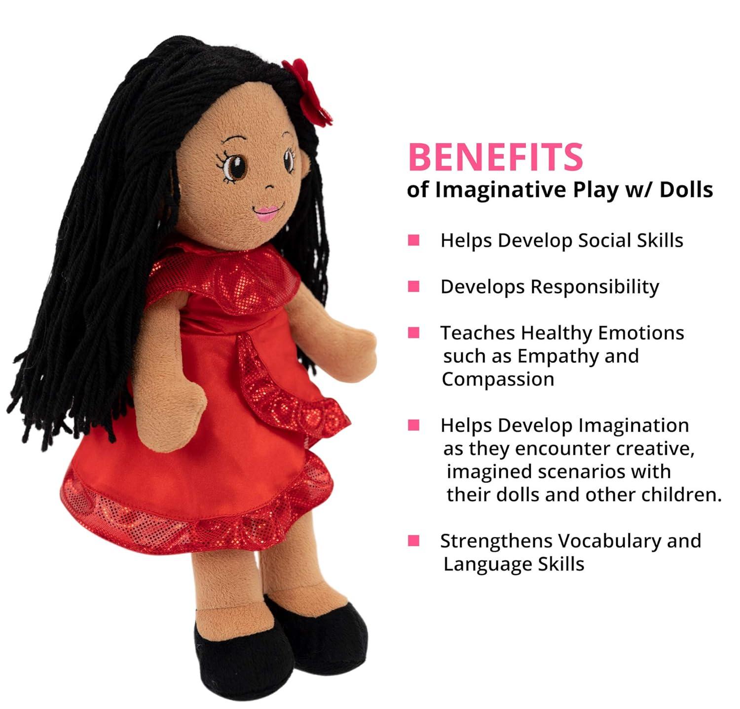 Julie the Salsa Dancer 14" Plush Rag Doll with Red Dress