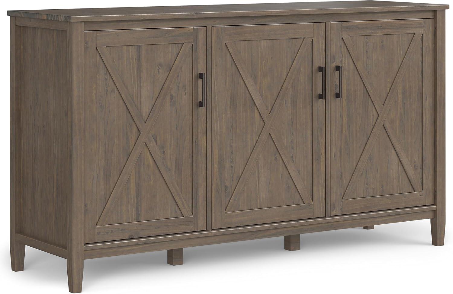 Ela 60" Smoky Brown Solid Wood Storage Cabinet with Adjustable Shelves