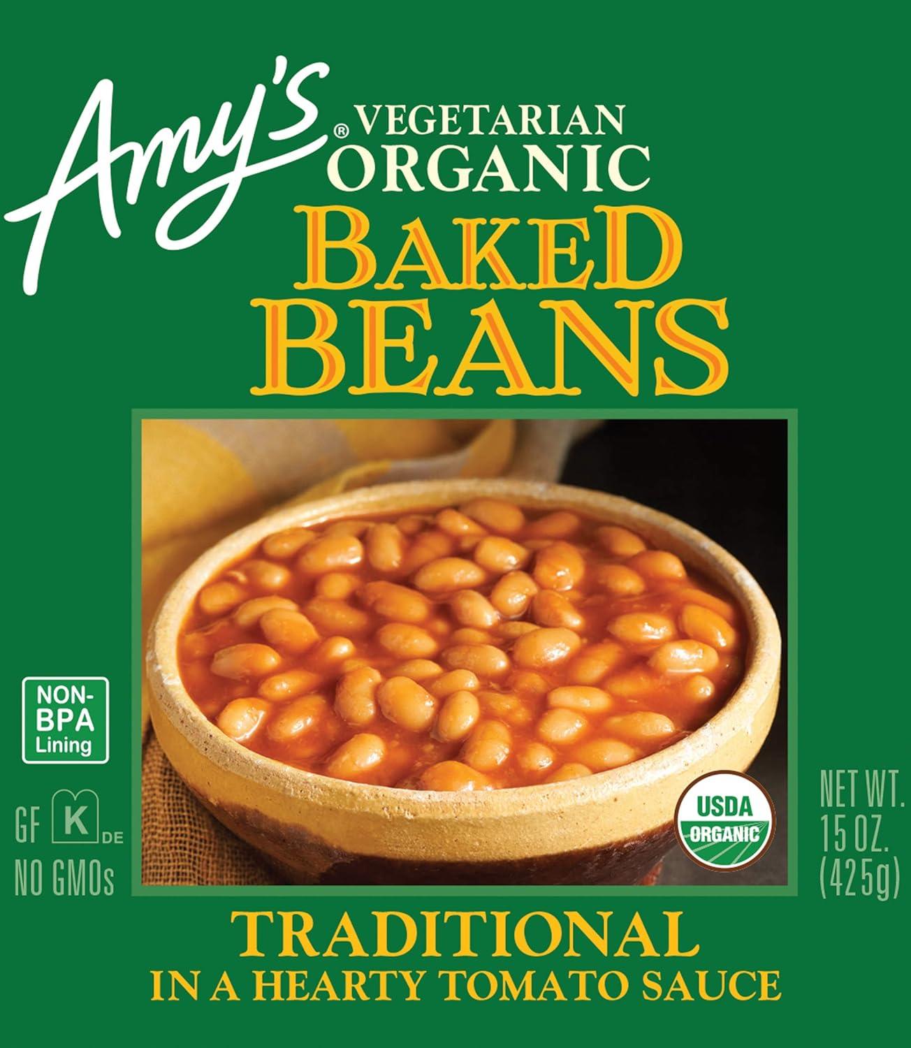 Amy's Organic Baked Beans Canned, Traditional, Vegan Gluten Free, Vegetarian, 15.4 Oz (12 Pack)