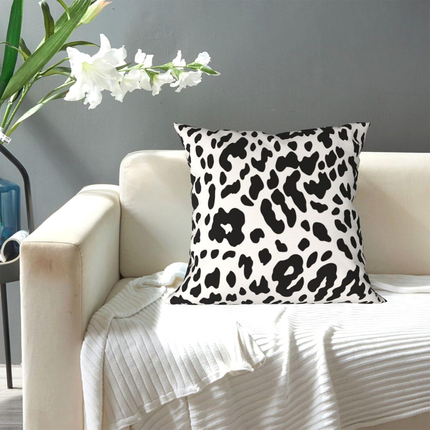 Black and White Leopard Print Polyester Euro Pillowcase