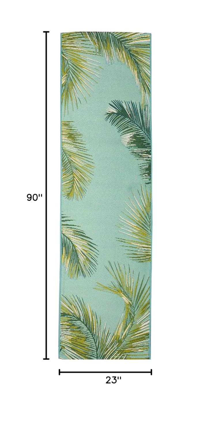 Liora Manne Marina Palm Border Indoor/Outdoor Rug Aqua 1'11" x 7'6"