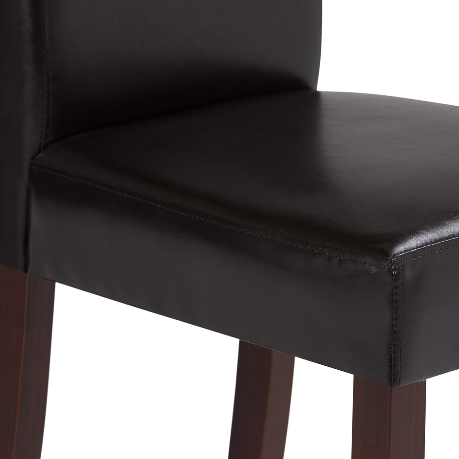 Acadian Transitional Parson Dining Chair (Set of 2) in Tanners Brown Faux Leather