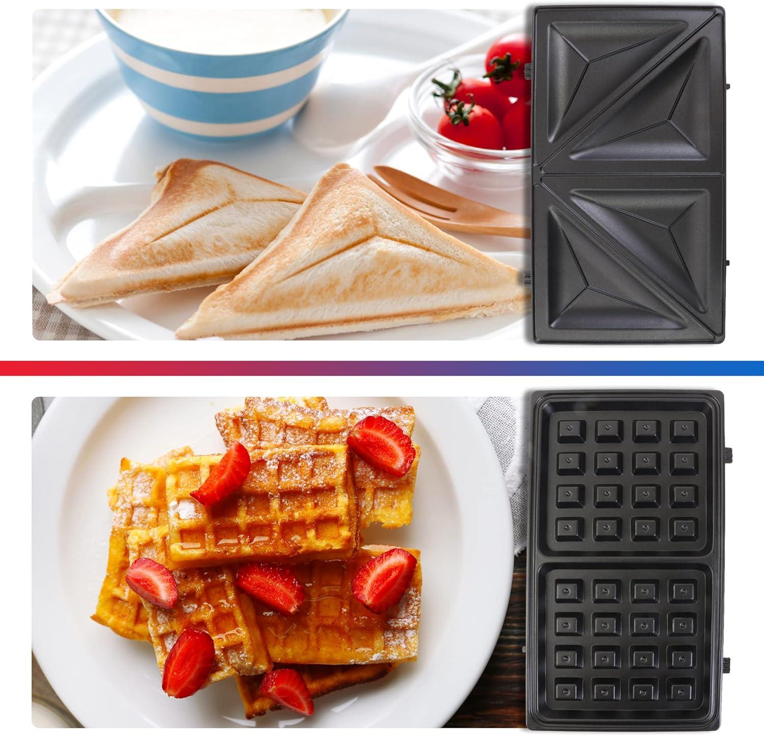 Total Chef Total Chef Electric Griddle Waffle Maker Sandwich Press Open