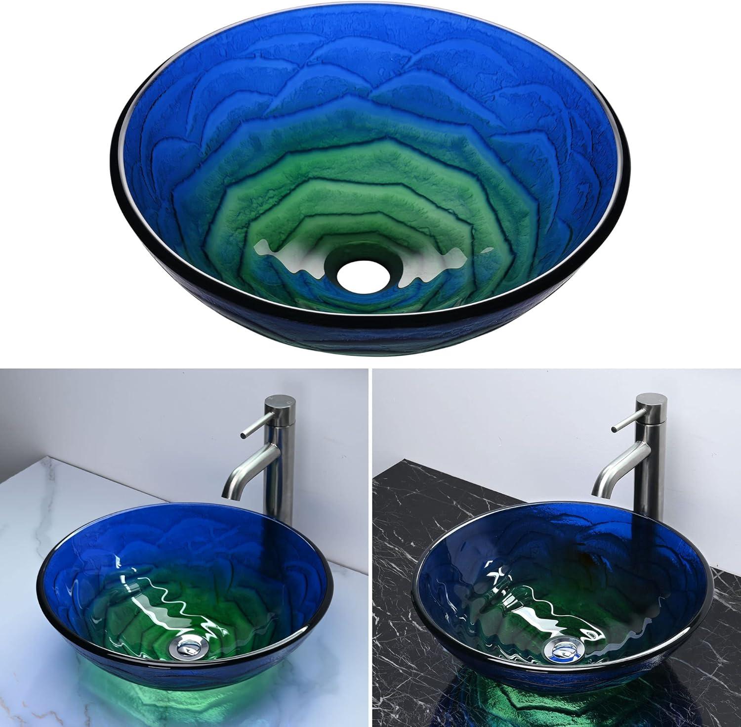 Tempered Glass Circular Vessel Bathroom Sink