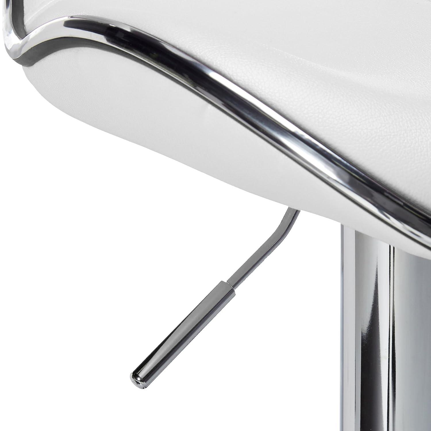 Roundhill Furniture Masaccio Faux Leather Airlift Adjustable Swivel Barstools, White, Set of 2