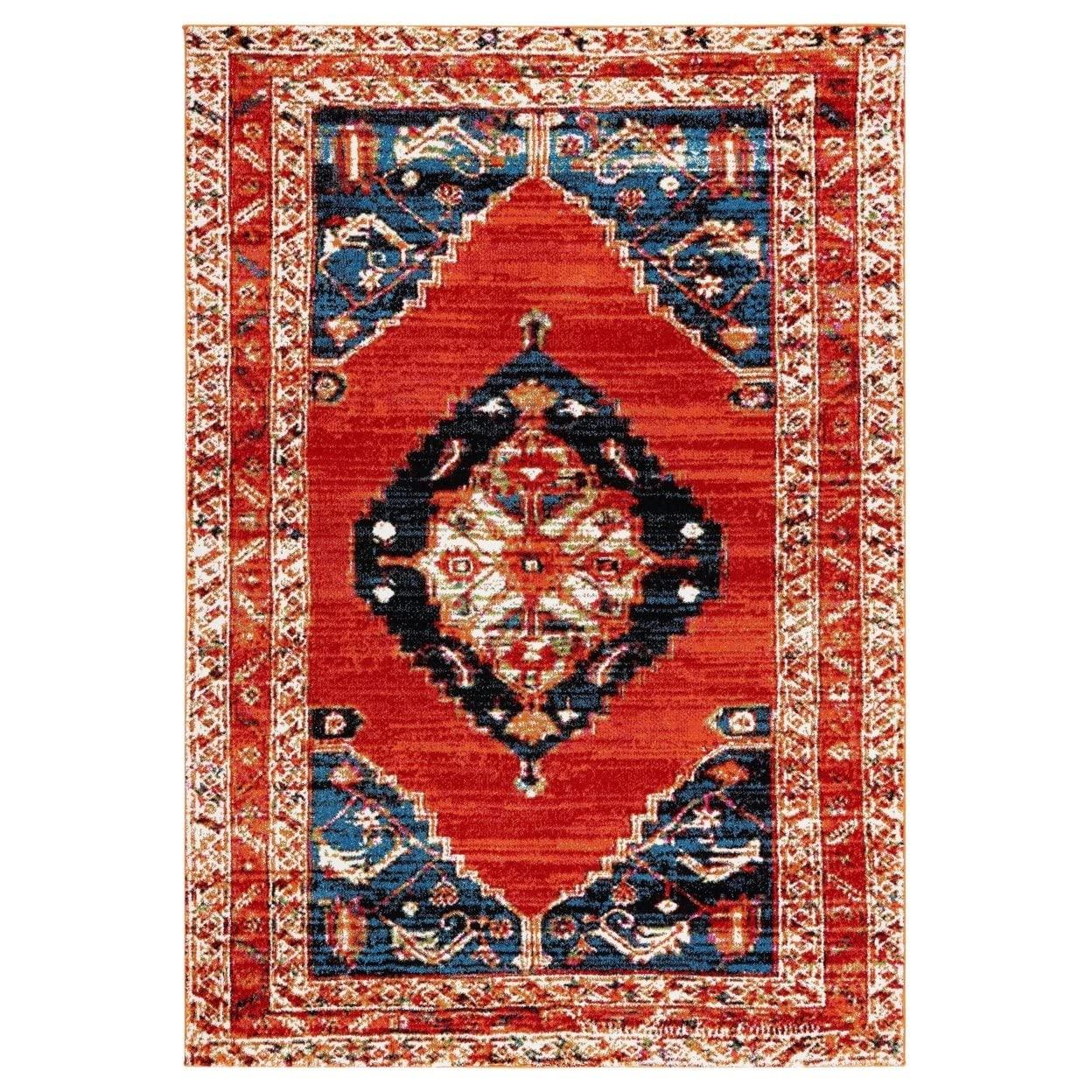 SAFAVIEH Vintage Hamadan Keighley Oriental Area Rug, Red/Navy, 2'3" x 4'