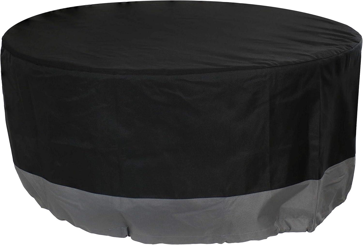 Sunnydaze Outdoor Heavy-Duty Weather-Resistant 300D Polyester Round Fire Pit Cover - 30" x 12" - Black and Gray