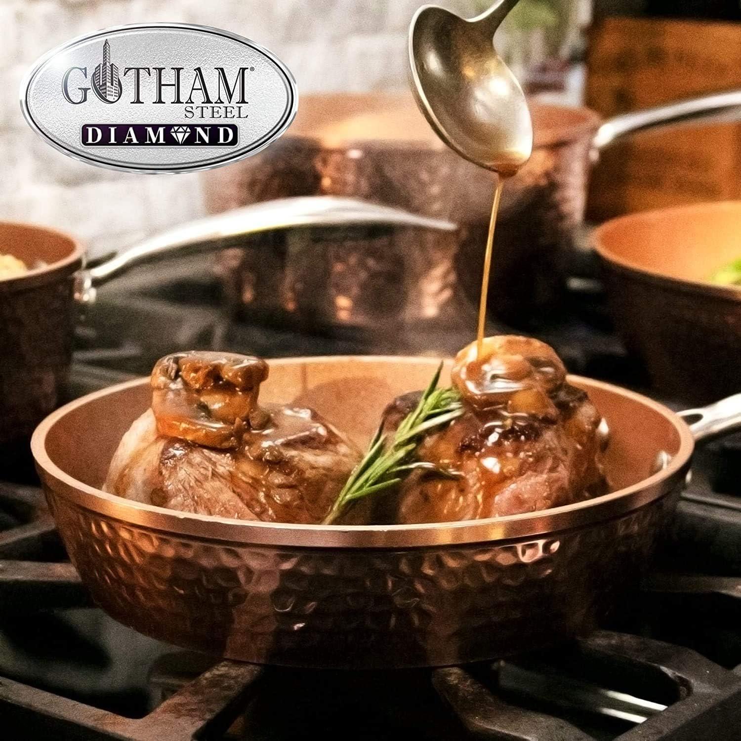 Gotham Steel Hammered 9.5" Nonstick Fry Pan with Lid