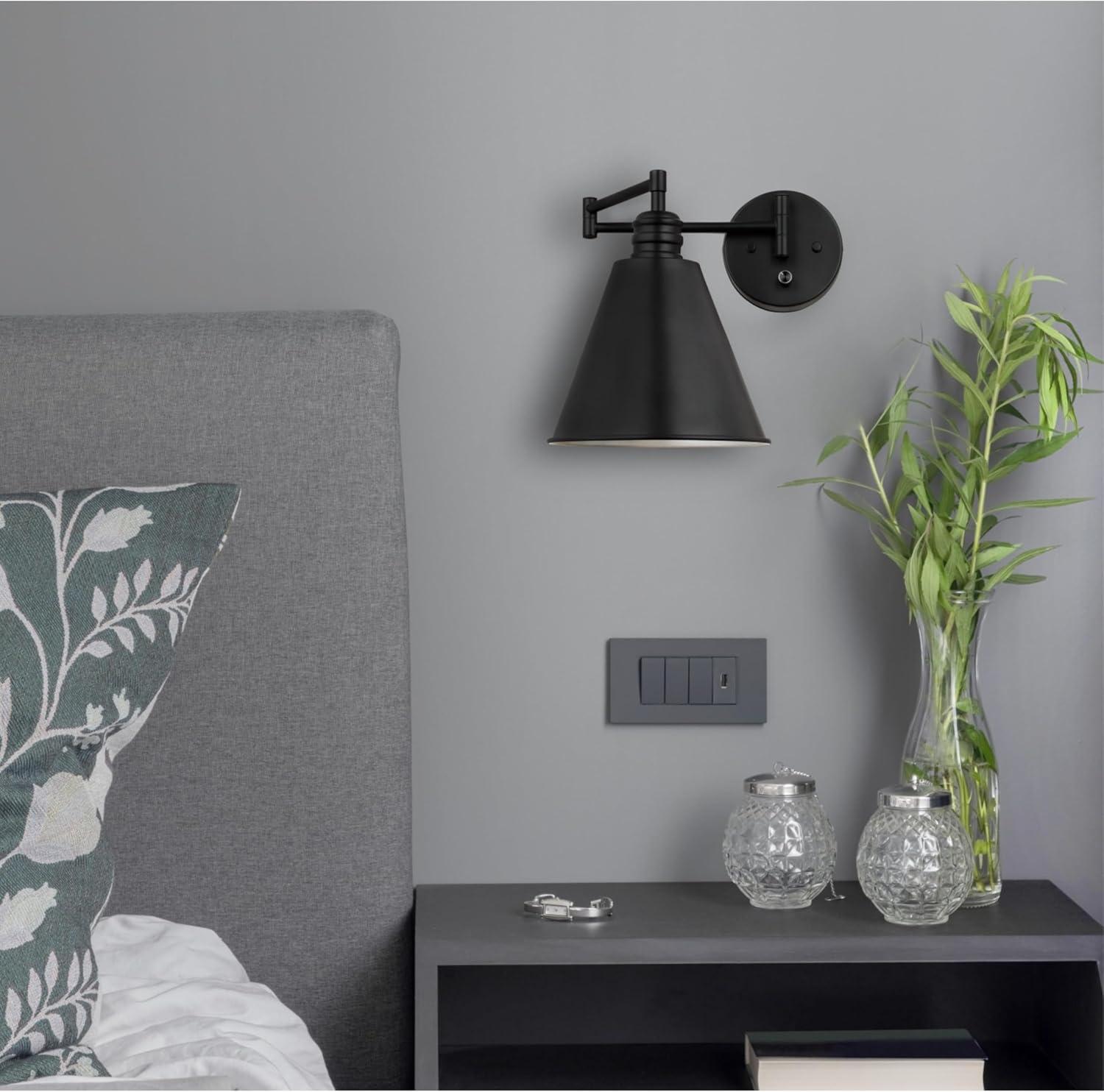 Westinghouse Lighting  Trocadero One Light Swing Arm Wall Fixture with On/Off Switch, Matte Black Finish - 1-Light