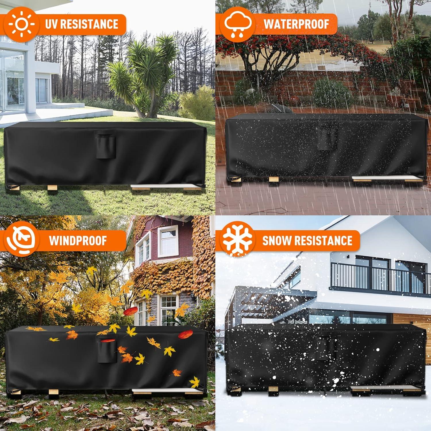 Black Waterproof Heavy Duty Outdoor Patio Furniture Cover