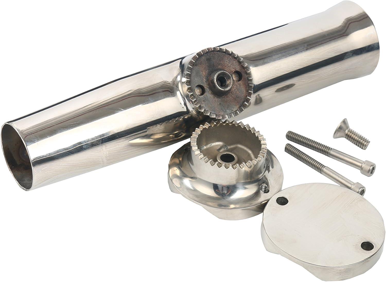 Amarine Made 2Pcs Fishing Rod Holder, Stainless Tournament Style Clamp on Rod Holder, Rail Mount Fishing Pole Holder for Rails 1-1/4" to 2"