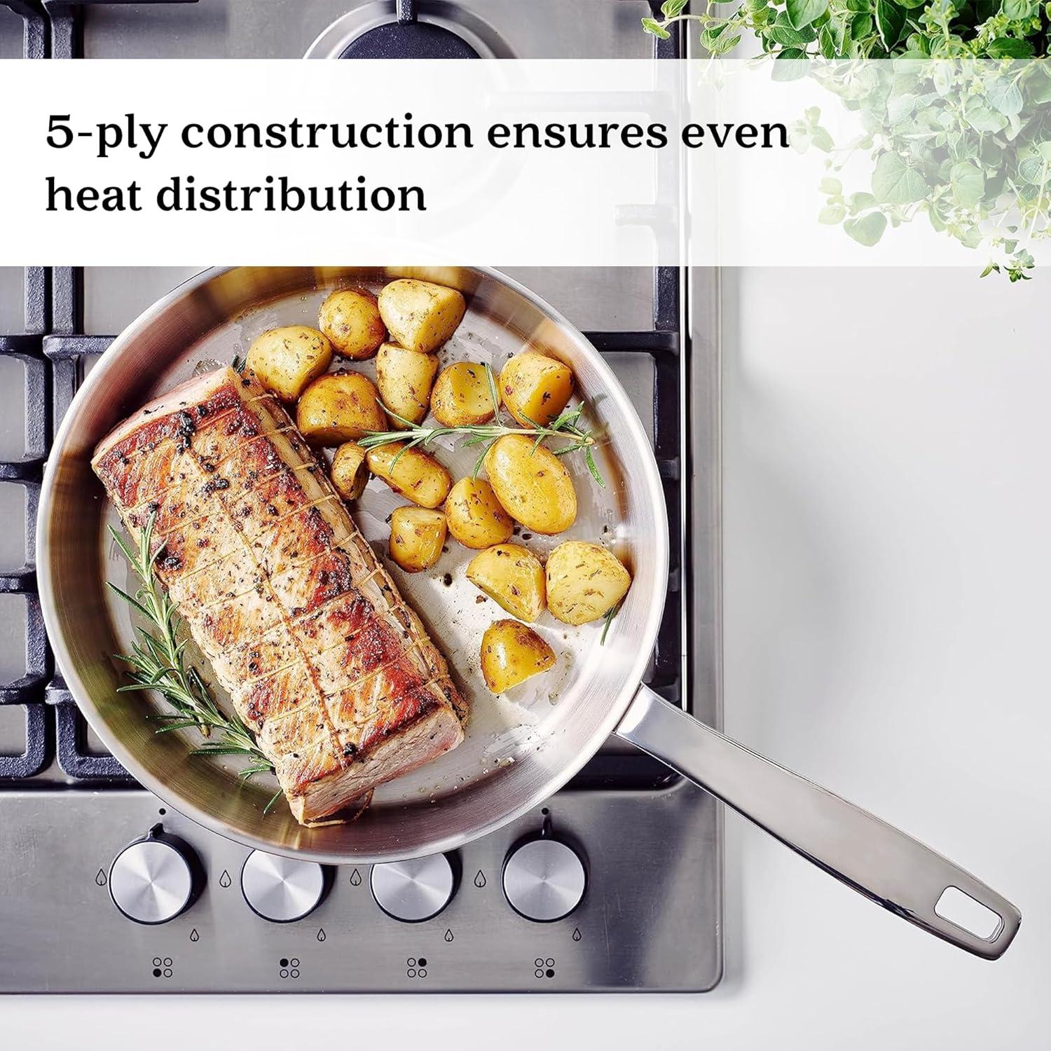 Alva Alva Maestro Premium 5-Ply Stainless Steel Frying Pan - Polished Stainless Steel