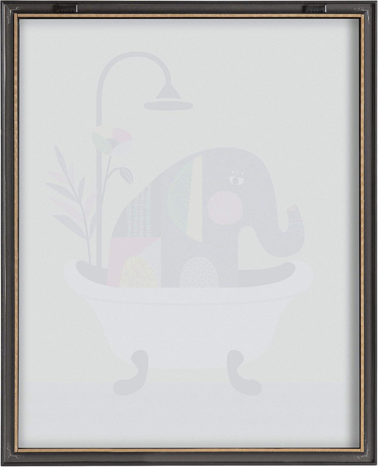 16" x 20" Blake Mid Century Elephant in The Tub by Rachel Lee Framed Printed Glass Gray - Kate & Laurel All Things Decor