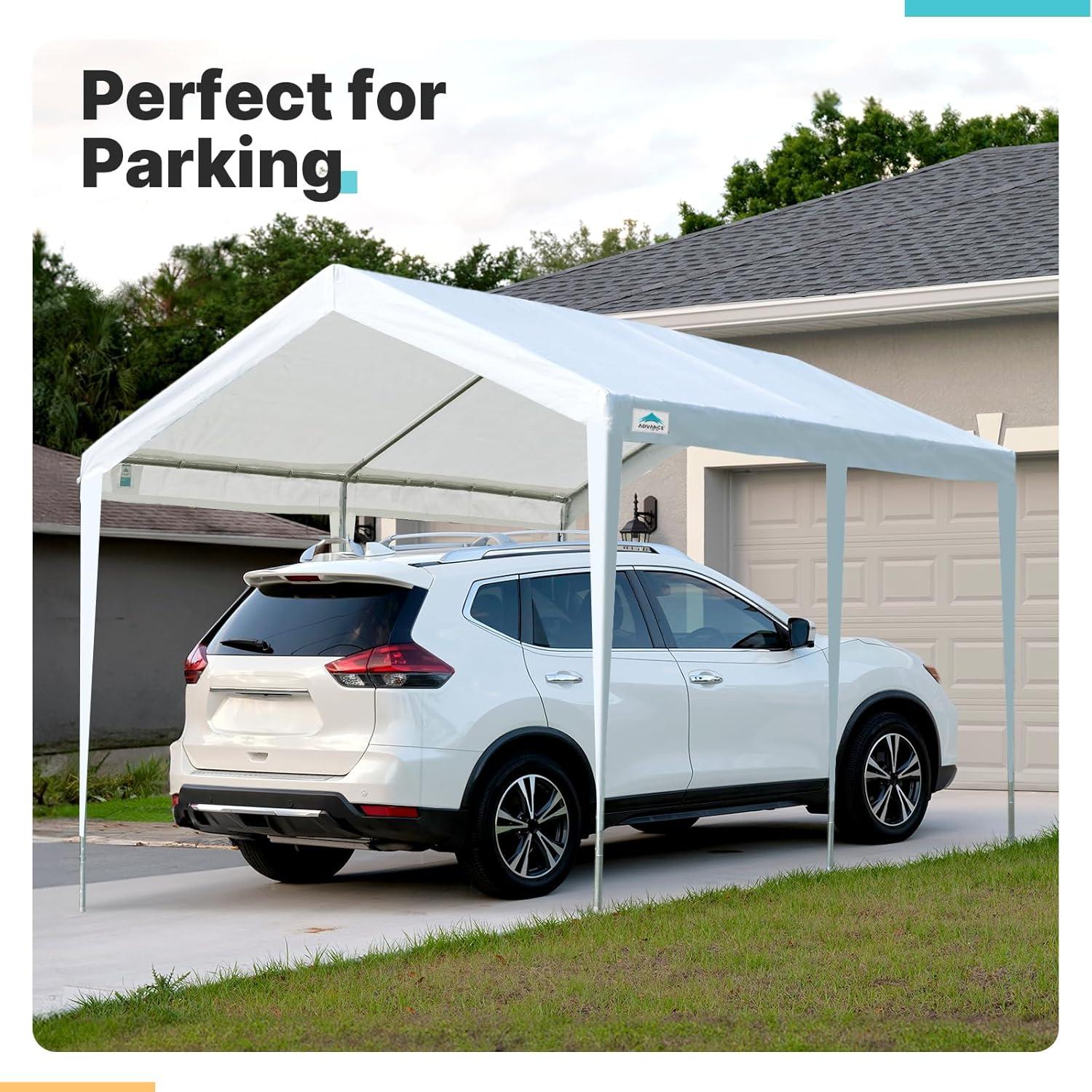 10' x 20' Heavy Duty Carport Car Canopy Garage Shelter Party Tent, Adjustable Height from 6.5ft to 8.0ft, White