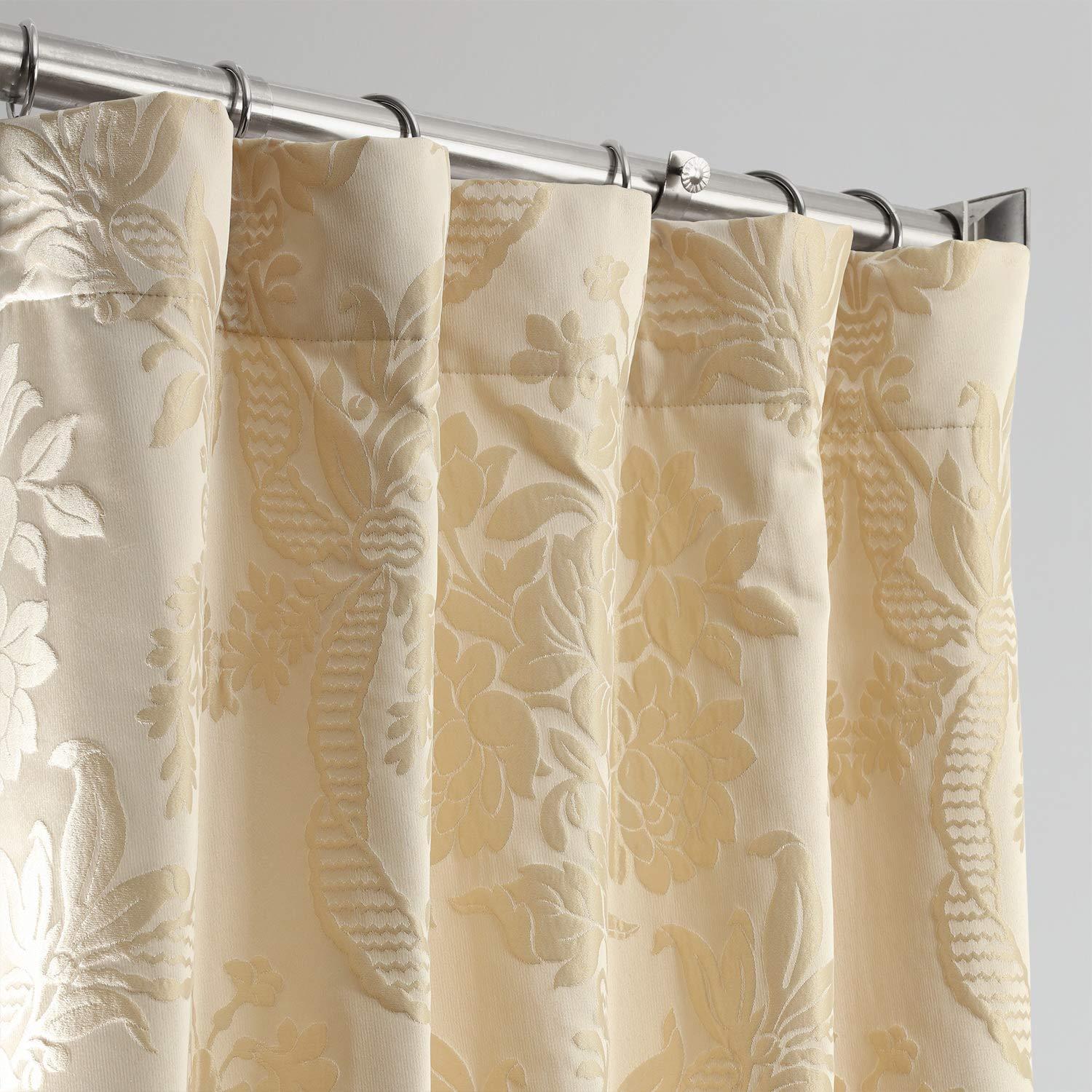 HPD Half Price Drapes Designer Damask Curtains for Room Decoration 108 Inches Long Faux Silk Room Darkening Curtains (1 Panel), 50W x 108L, Magdelena Champaign/Beige
