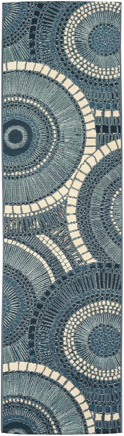 Liora Manne Marina Circles Indoor/Outdoor Rug Delft 1'11" x 7'6"