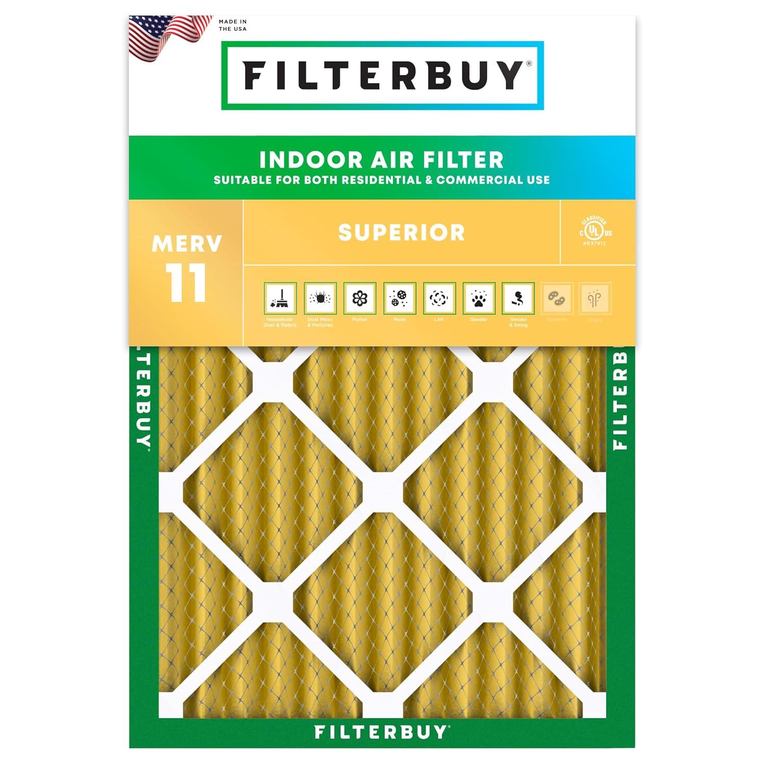 Filterbuy 10x17x2 MERV 11 Pleated HVAC AC Furnace Air Filters for WEN 3410 Air Filtration System (1-Pack)