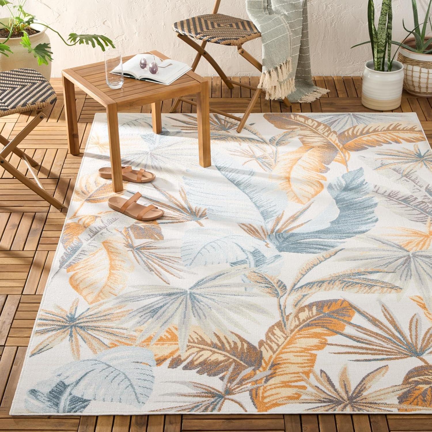 TOMMY BAHAMA Abaco Tropical Foliage Indoor Outdoor Area Rug Ivory/Multi