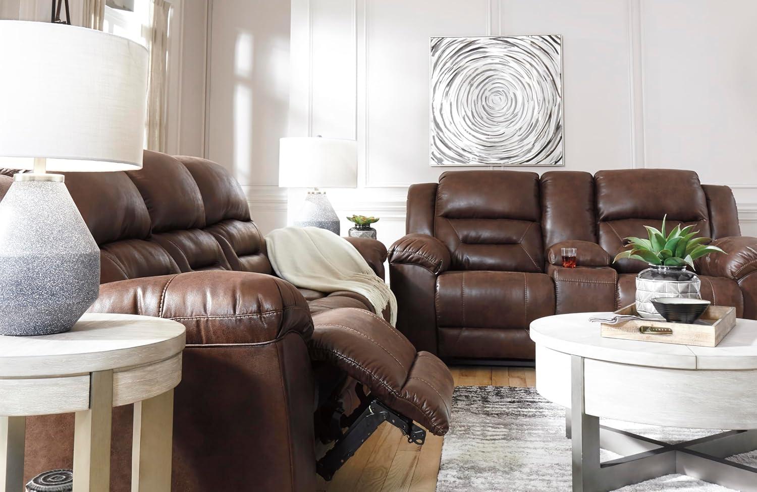 Signature Design by Ashley Stoneland Reclining Sofa in Chocolate