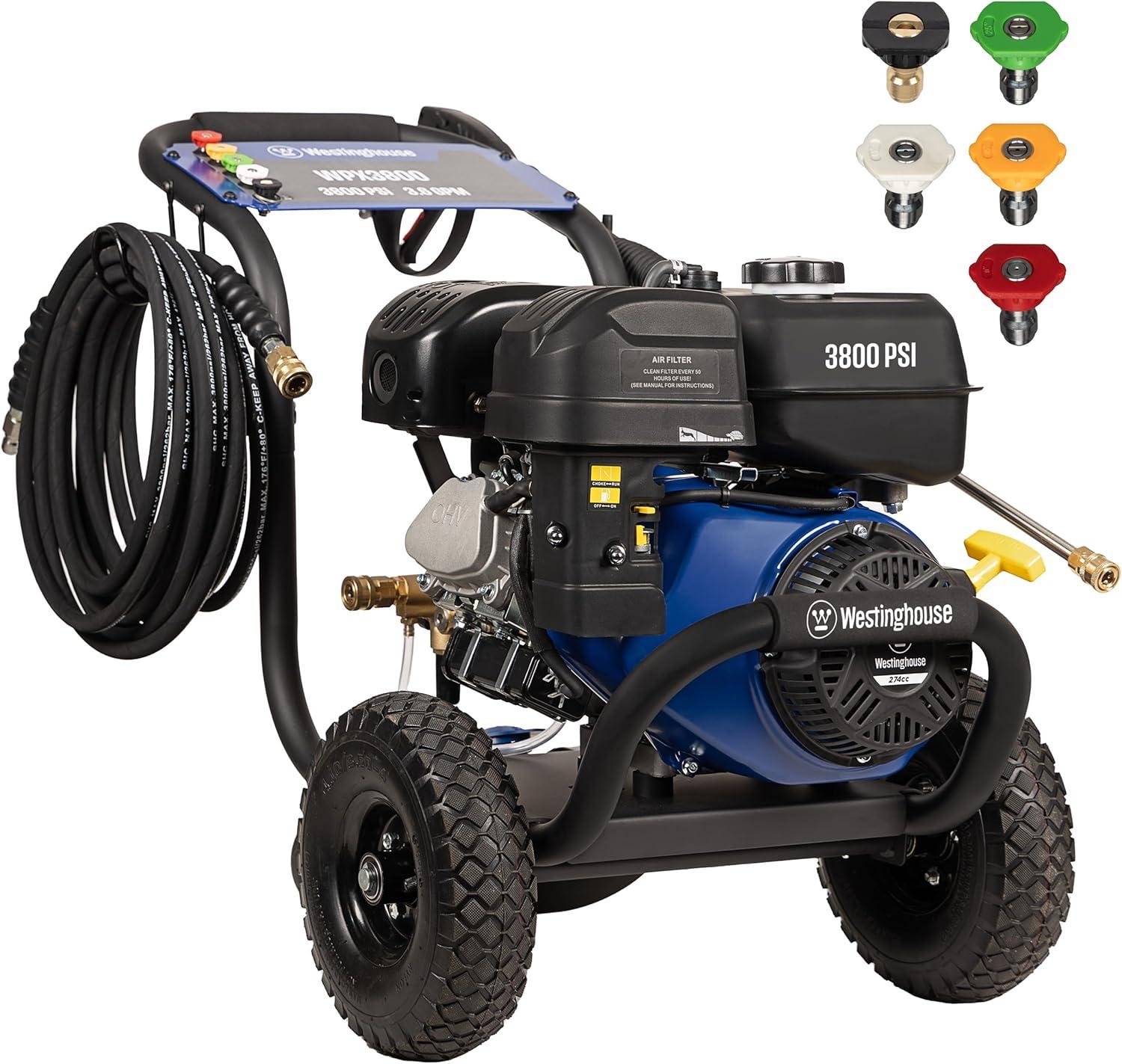 Westinghouse 3800-PSI 3.6-GPM Gas Pressure Washer, Heavy Duty, 5 Nozzles, Soap Tank