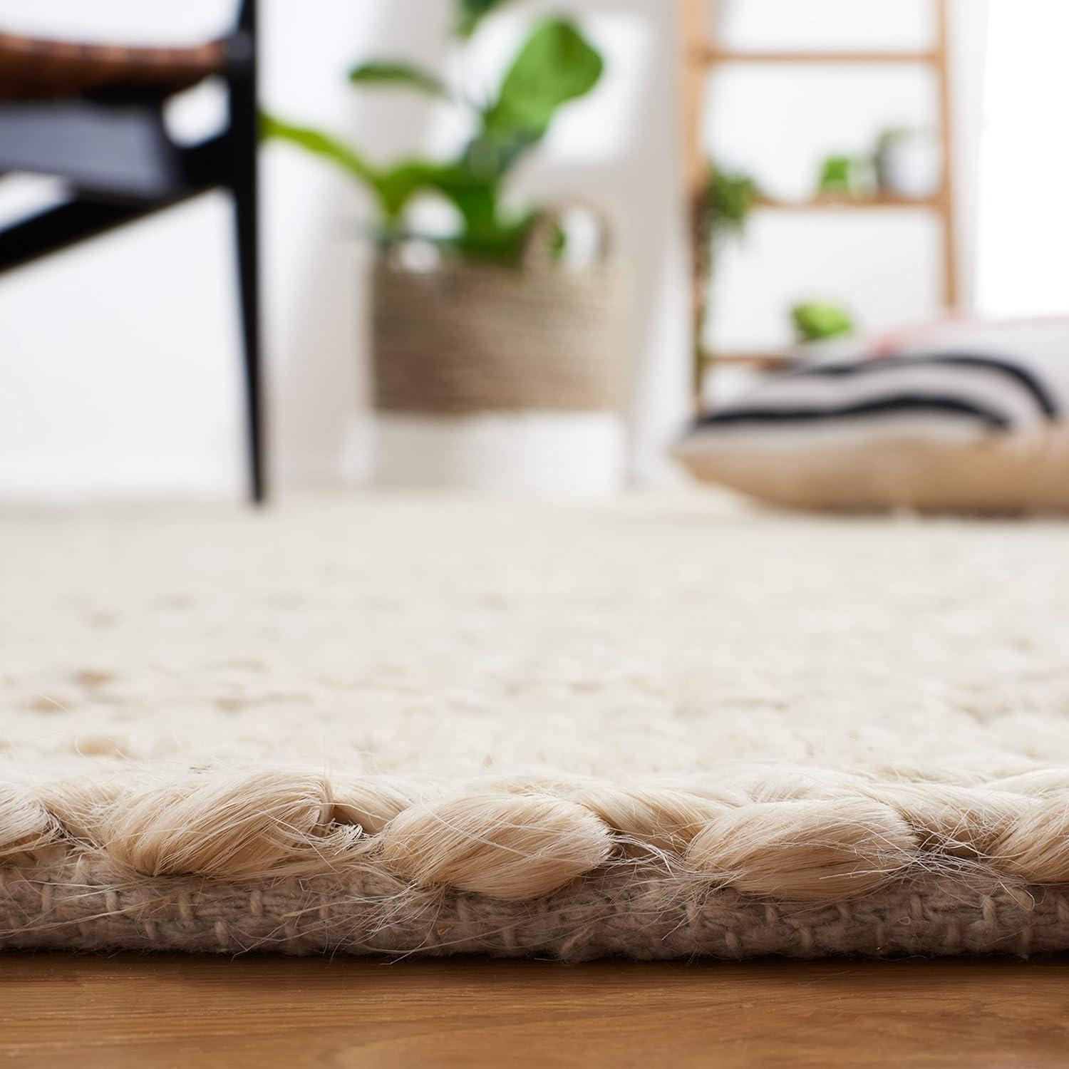 Handmade Bleach Cotton Braided Square Area Rug