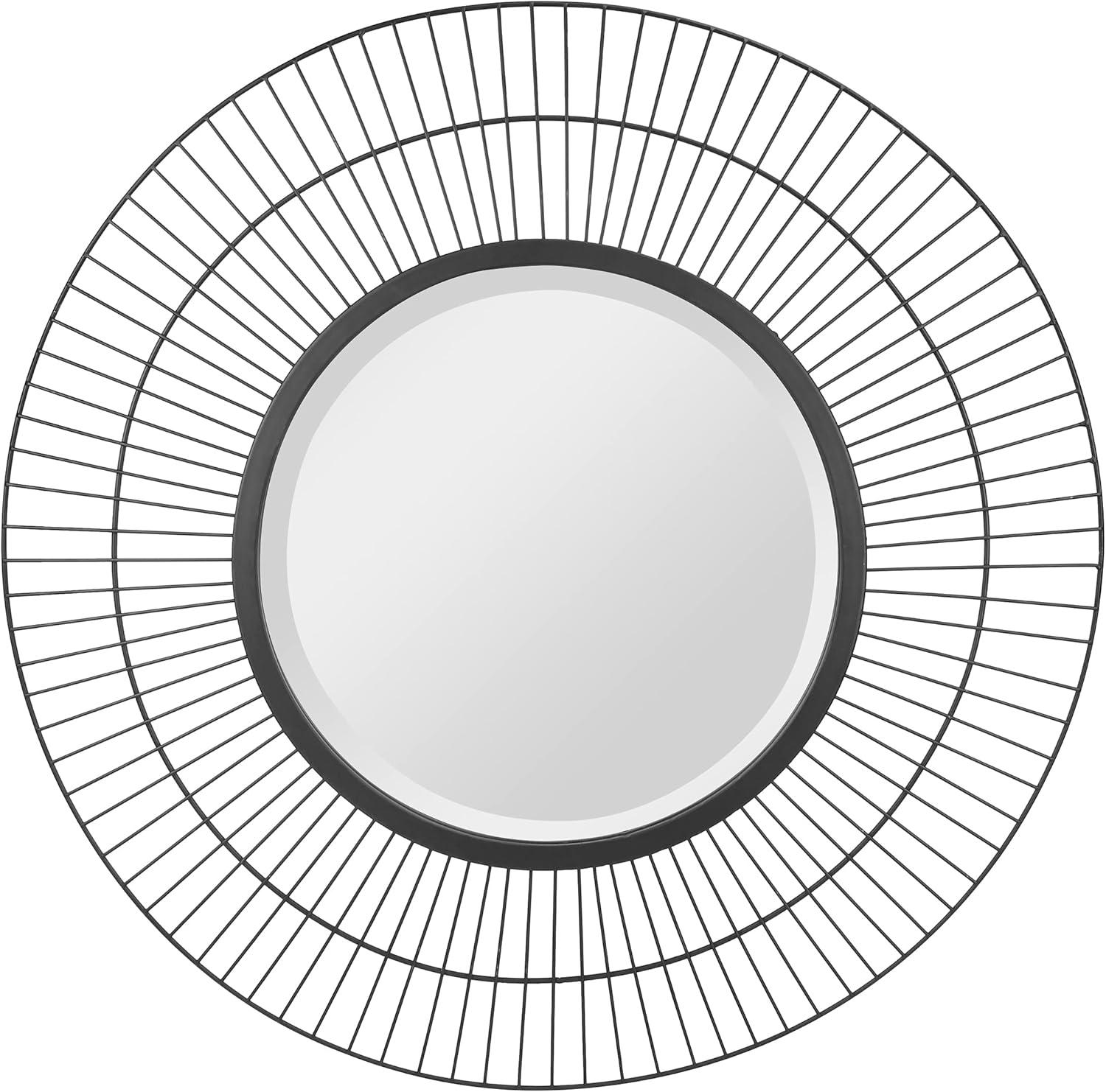 Modern Radial Black Metal Wire 24" Wall Mirror