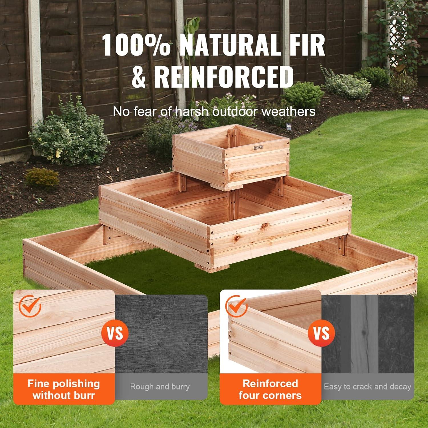 Burlywood Wooden Raised Garden Bed Planter 44.5"x44.5"x20.1"