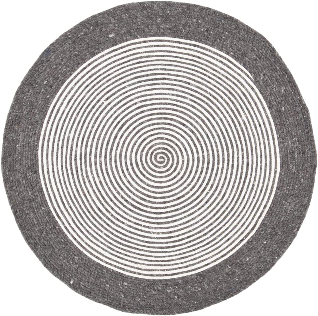 Braided BRD904 Hand Woven Indoor Accent Rug - Charcoal/Ivory - 3' Round - Safavieh