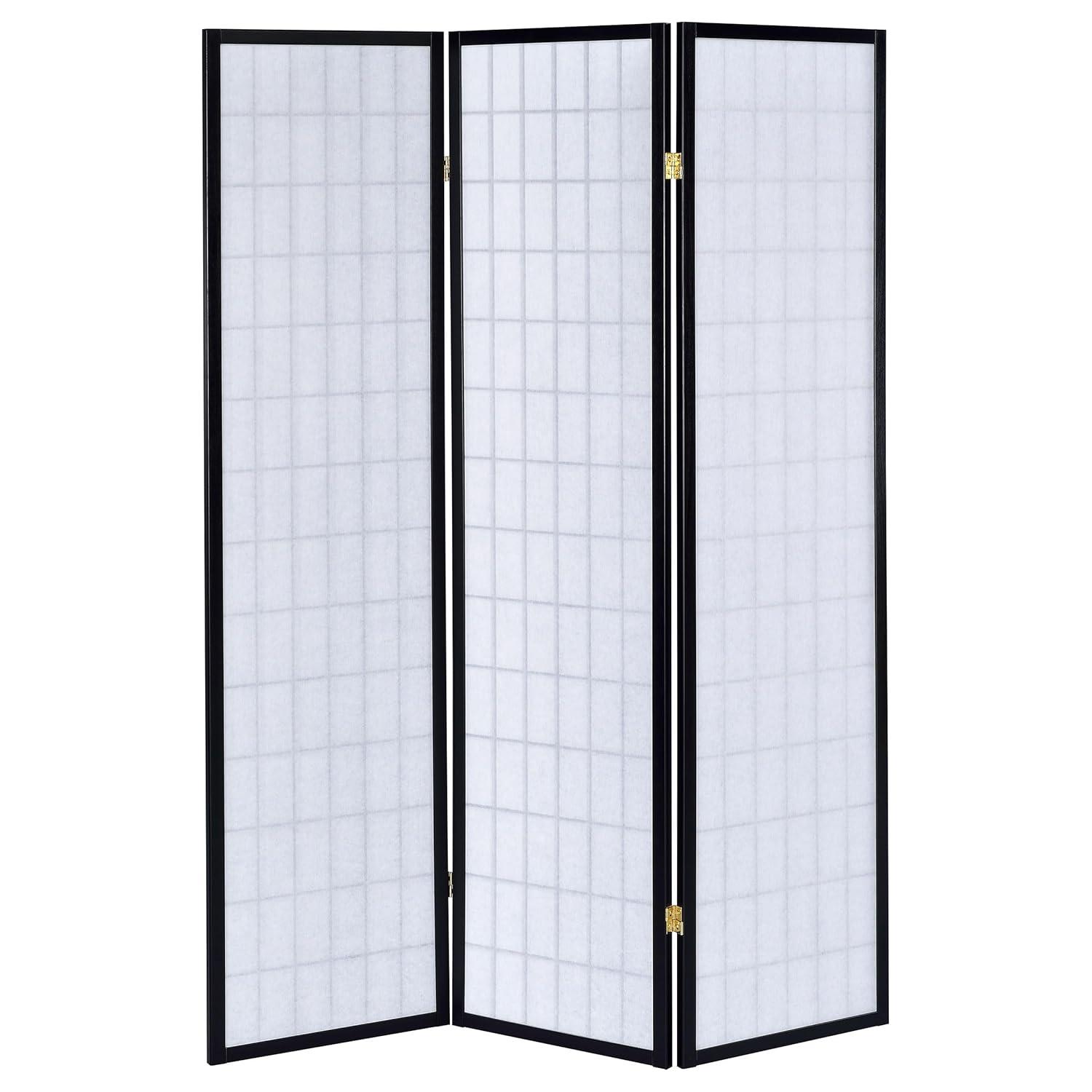 3-Panel Room Divider, Black, 70" x 6" x 50"