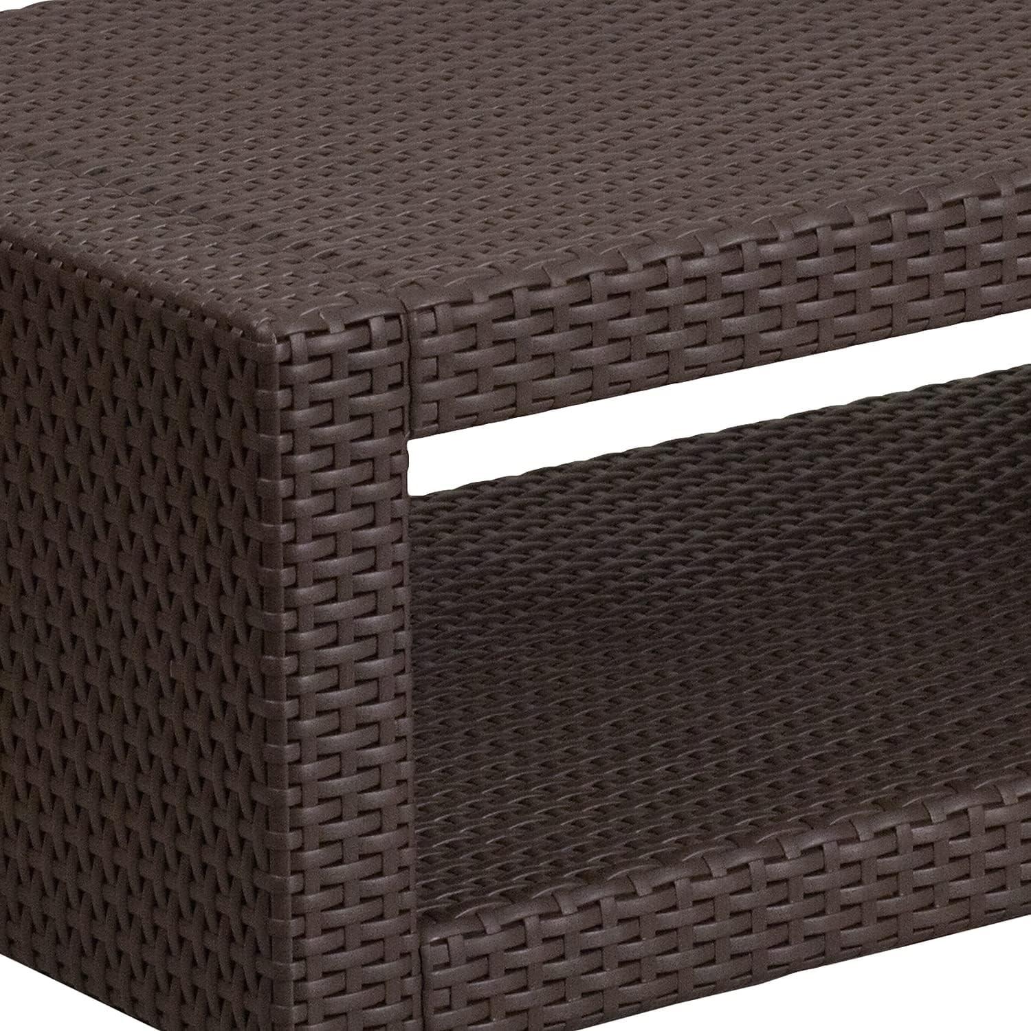 Flash Furniture Seneca Chocolate Brown Faux Rattan Coffee Table