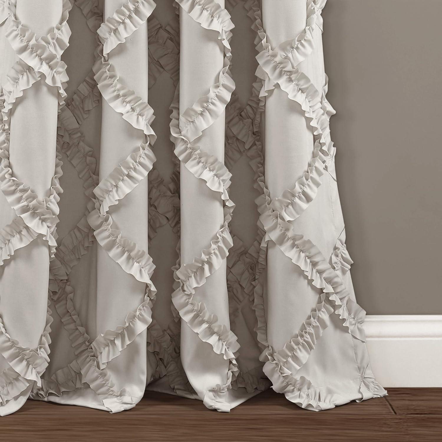 Lush Decor Ruffle Diamond Polyester Semi Sheer Curtain Pair (Set of 2)