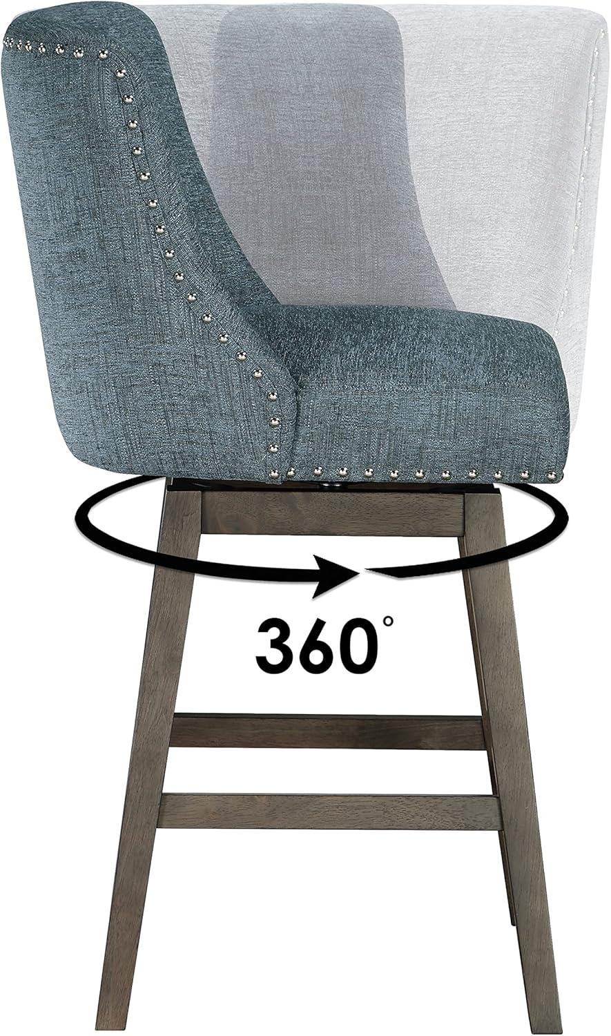 Granville Swivel Upholstered Counter Stool with Solid Wood Frame