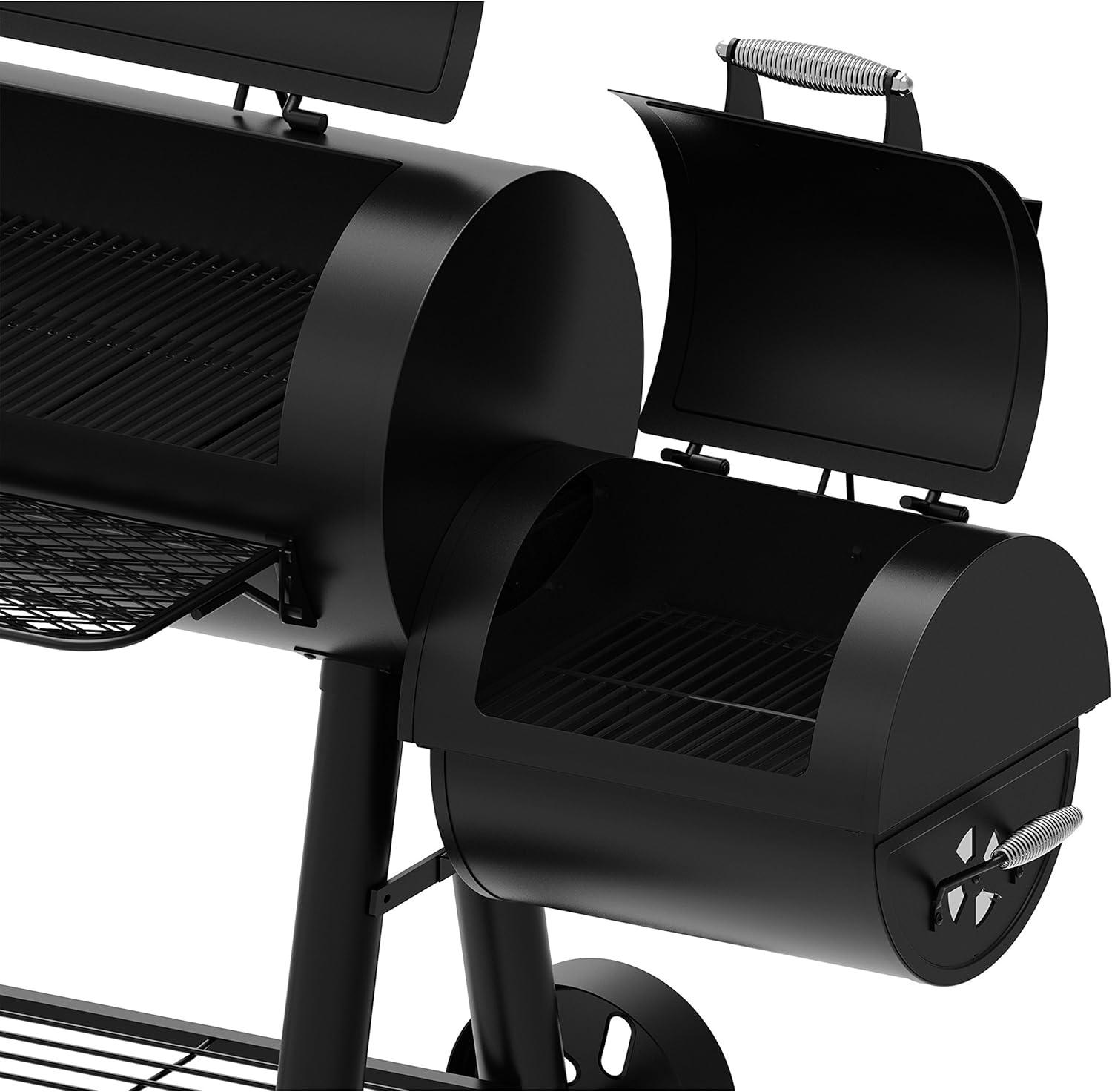 Black Steel Built-In Charcoal Grill with Smoker