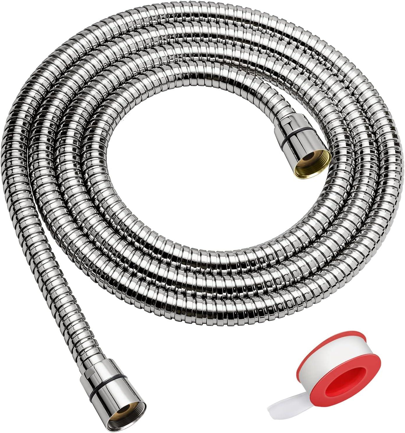 Shower Hose, 79 Inches Extra Long Stainless Steel Handheld Shower Head Hose with Brass Insert and Nut - Durable and Flexible(Chrome)