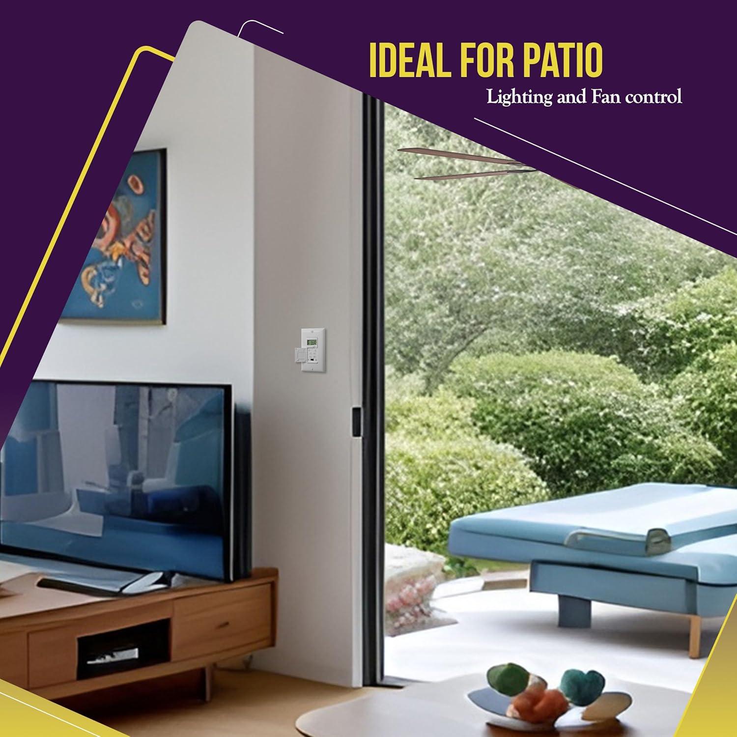 ENERLITES Programmable Digital Timer Switch for Lights, Fans, Motors, 7-Day 18 ON/OFF Timer Settings, Single Pole, Neutral Wire Required, UL Listed, White, 2 Pack