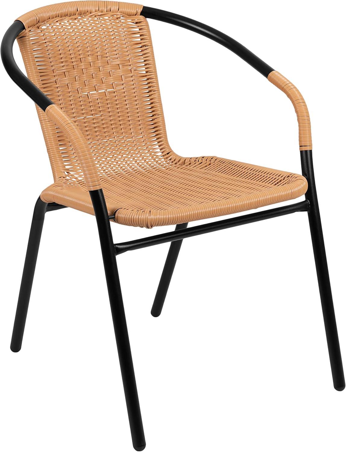 Flash Furniture Lila 2 Pack Rattan Indoor-Outdoor Restaurant Stack Chair