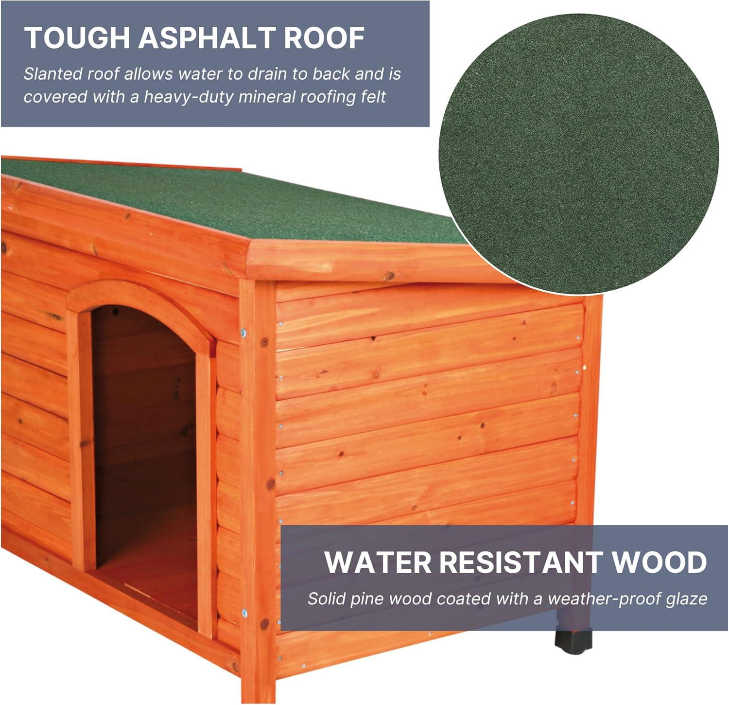 TRIXIE TRIXIE natura Classic Dog House, Flat Hinged Roof, Adjustable Legs, Elevated Pet Shelter