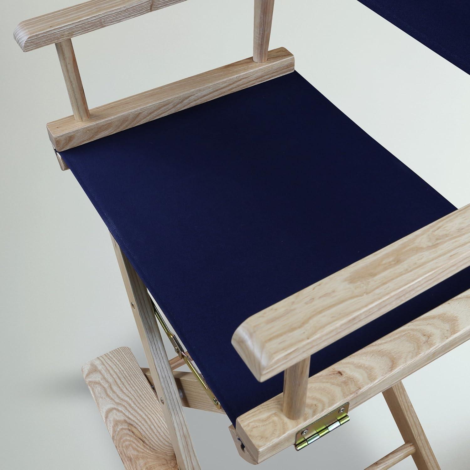 206-20-032-10 24 in. Extra-Wide Premium Directors Chair, Natural Frame with Navy Color Cover