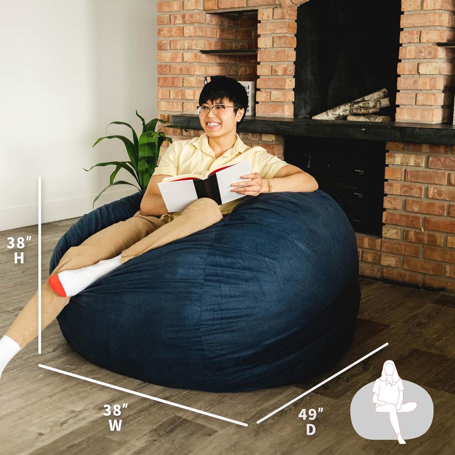 Big Joe Large 4 Foot Foam Filled Bean Bag Chair with Soft Removeable Cover