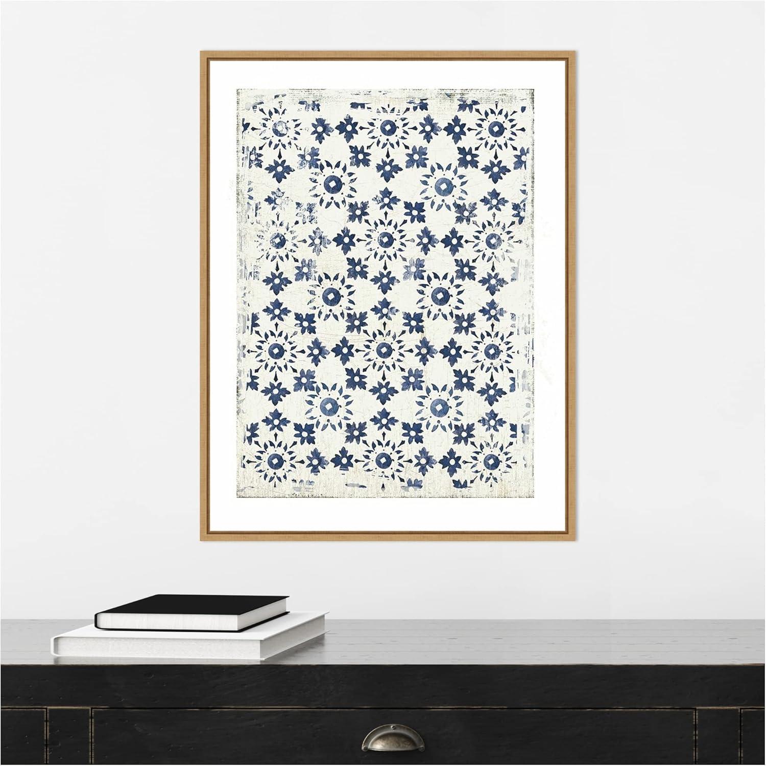 18" x 24" Navy Geo III by Aimee Wilson Framed Canvas Wall Art - Amanti Art: Vintage-Inspired, Hand-Stretched, Sawtooth Back Mount