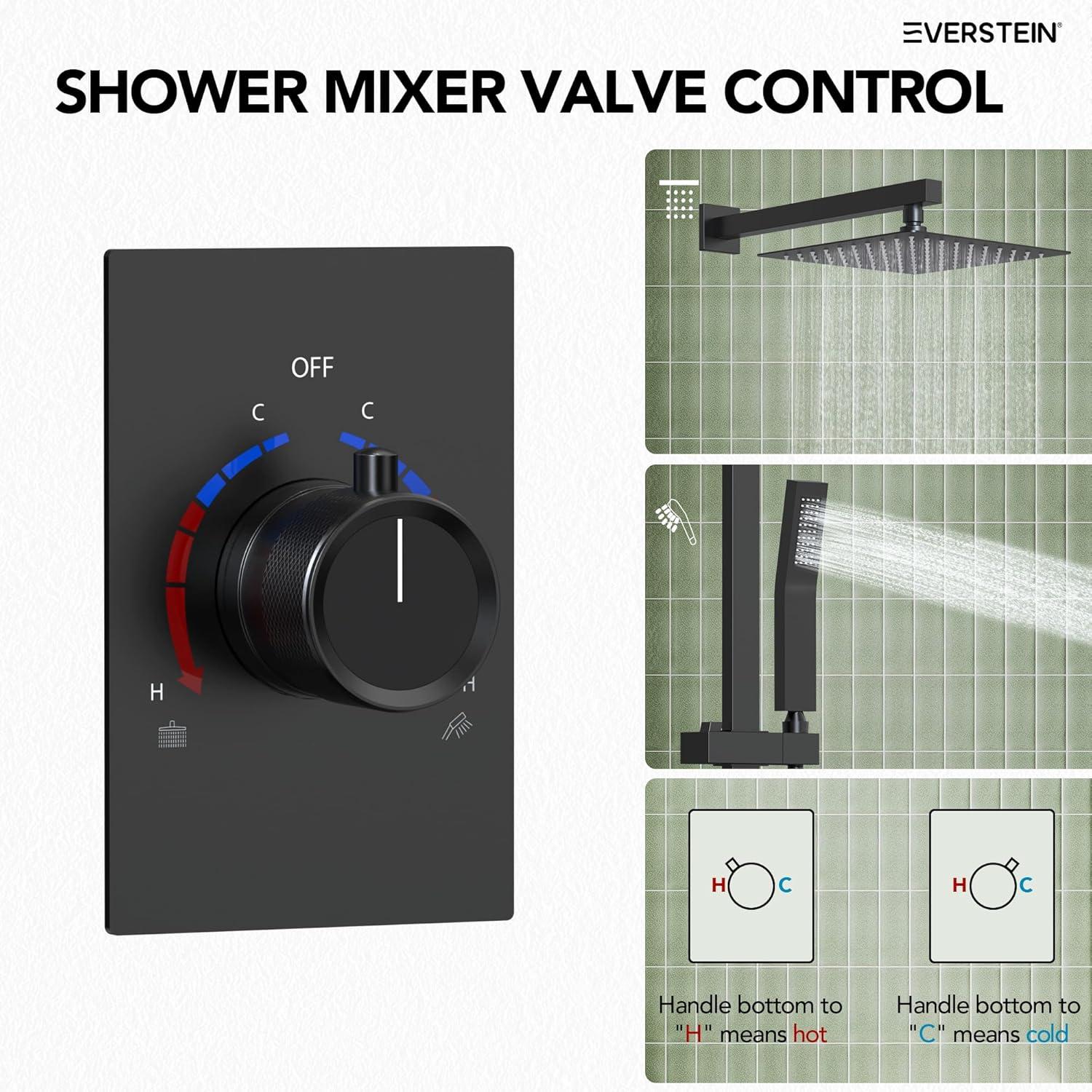 RainfallCascade 10" Pressure Balanced Slide BarShower System with Rough-In Valve