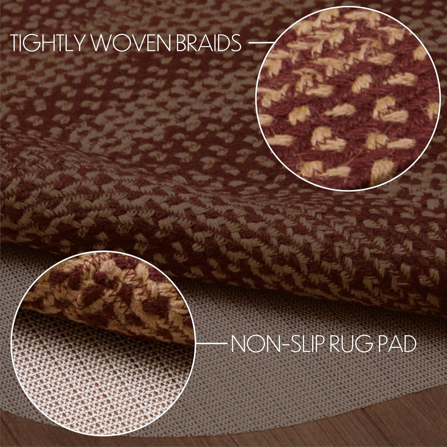 Burgundy Tan Jute Rug Oval w/ Pad 20x30