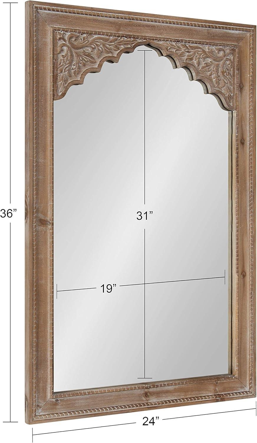 Rustic Brown Bohemian Full-Length Rectangular Wood Wall Mirror